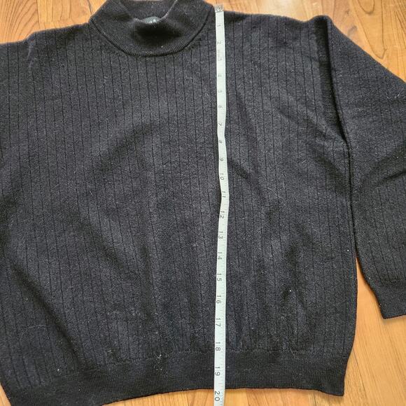 Preswick & moore woolmark Merino wool black mockneck pull over sweater ribbed - Picture 2 of 5